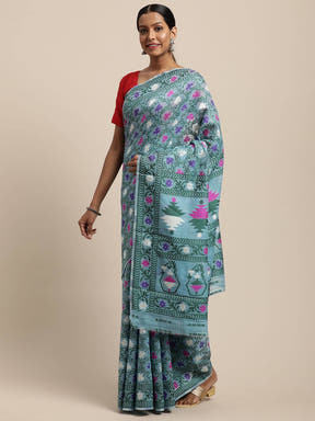 Dhakai Jamdani Cotton Silk Saree