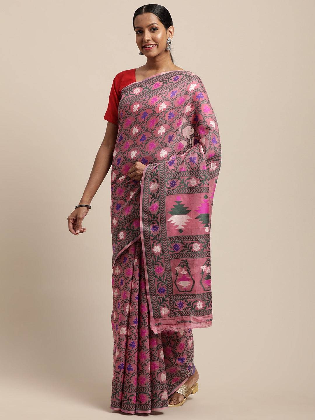 Dhakai Jamdani Cotton Silk Saree