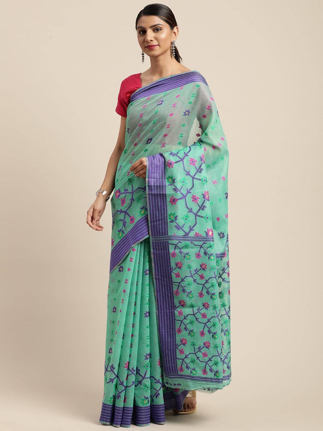 Dhakai Jamdani Cotton Silk Saree