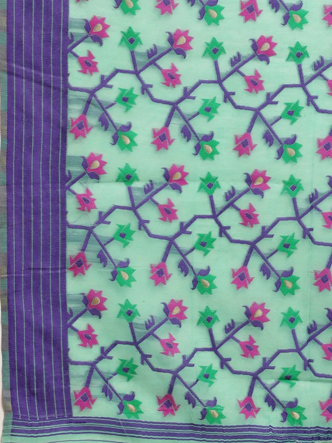 Dhakai Jamdani Cotton Silk Saree