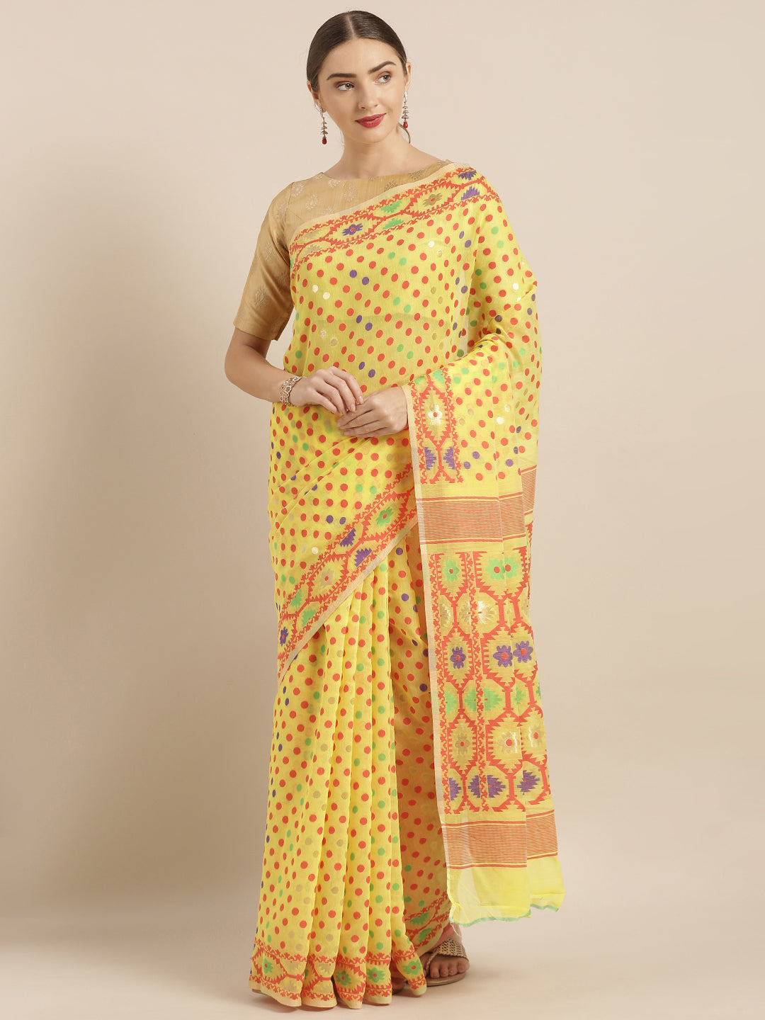 Stylish Dhakai Jamdani Cotton Silk Saree 
