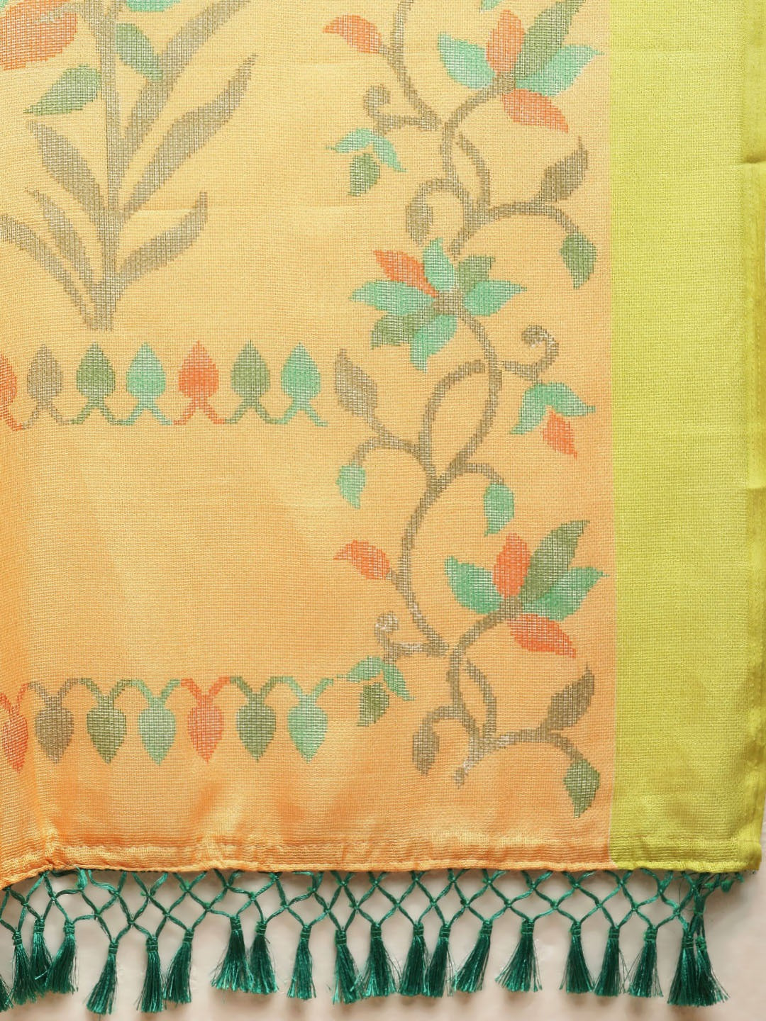 Jamdani Orange Colour Floral Print Saree