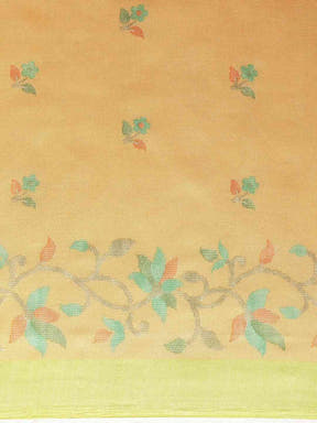 Jamdani Orange Colour Floral Print Saree