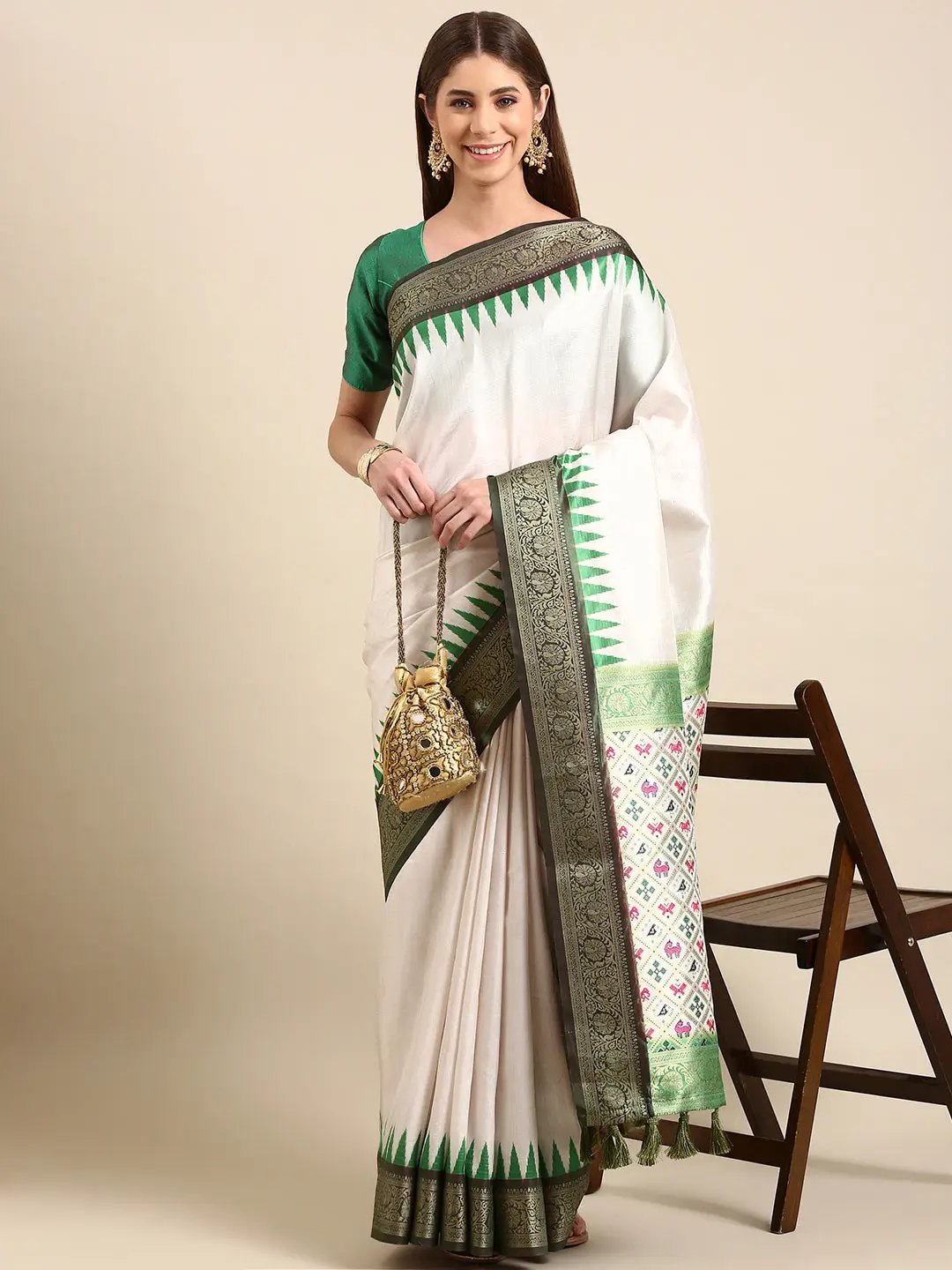  Ikkat Digital Print Soft Silk Saree