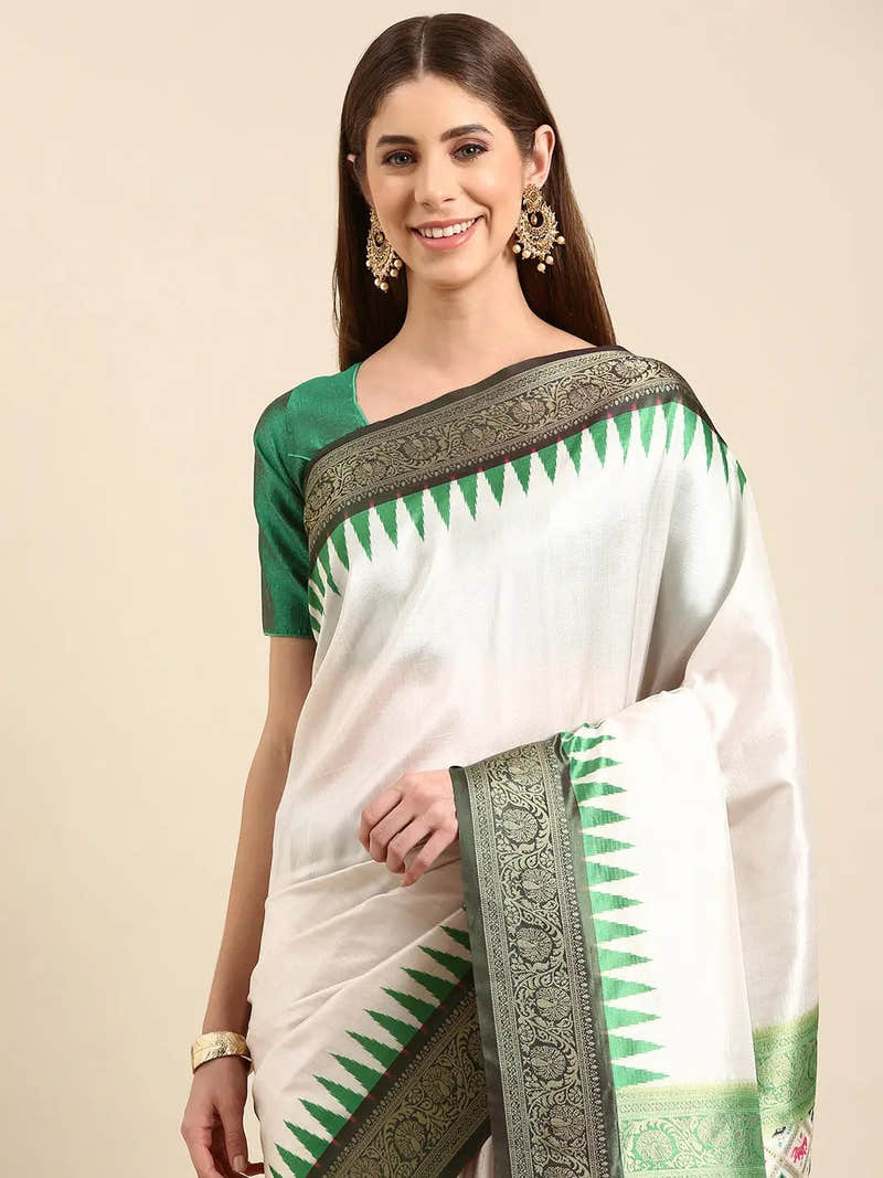 Exclusive Ikkat Digital Print With Patola Pallu Soft Silk Saree
