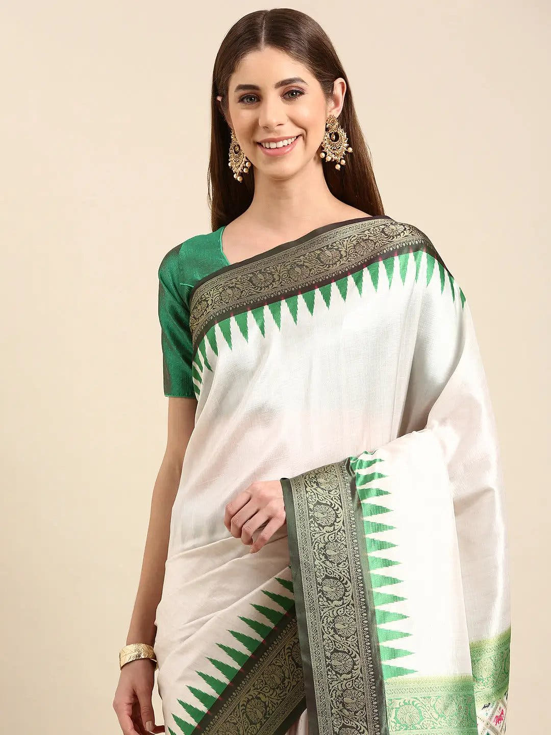  Ikkat Digital Print Soft Silk Saree