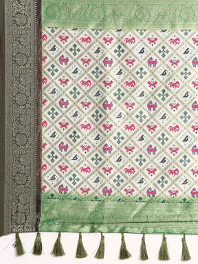  Ikkat Digital Print Soft Silk Saree
