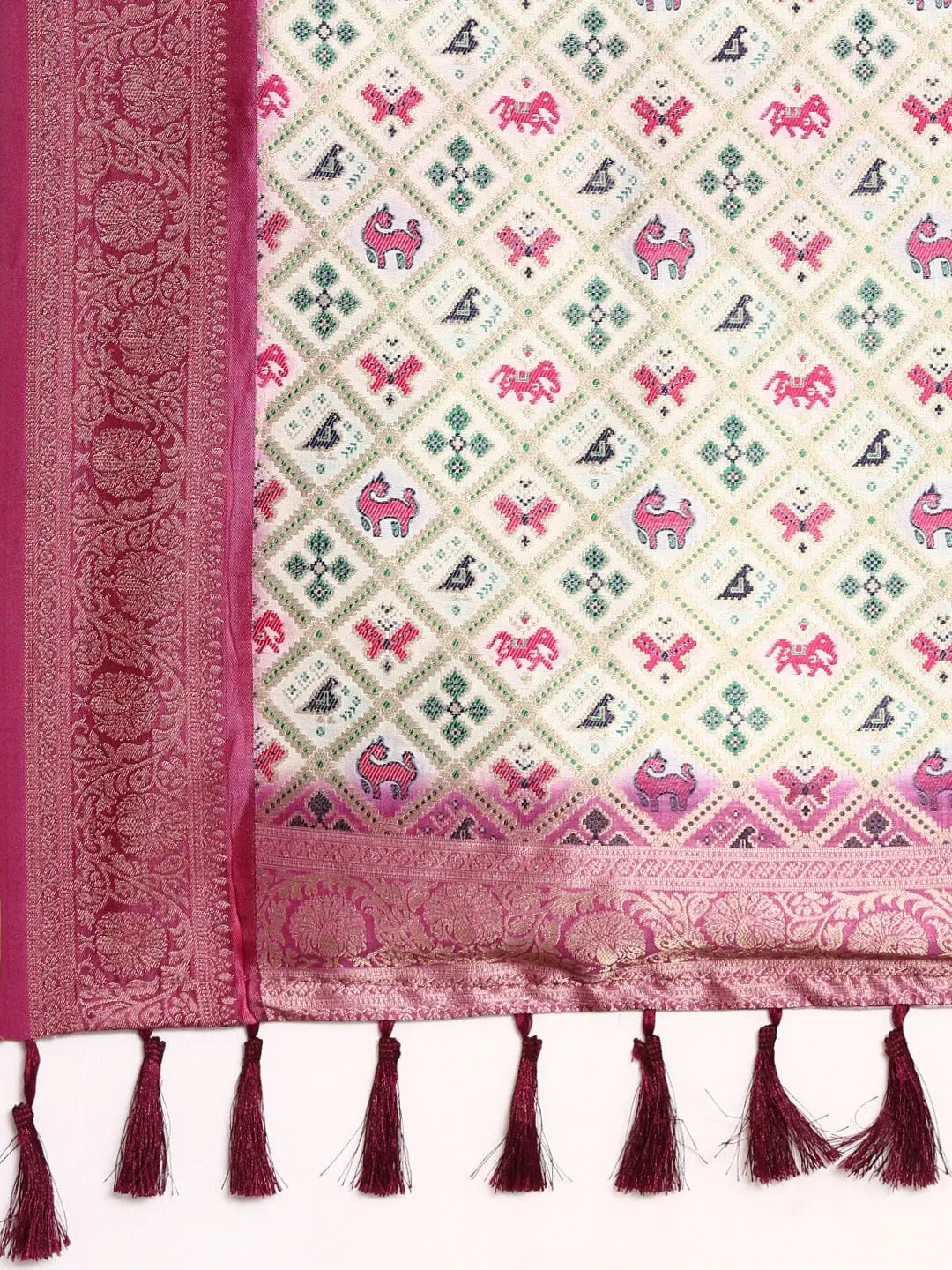  Ikkat Digital Print Soft Silk Saree