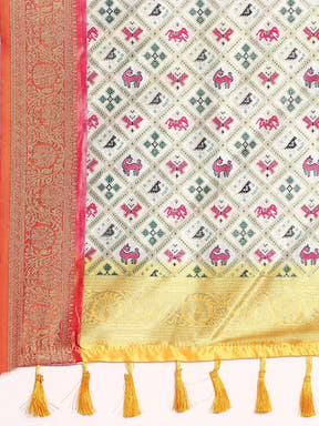  Ikkat Digital Print Soft Silk Saree