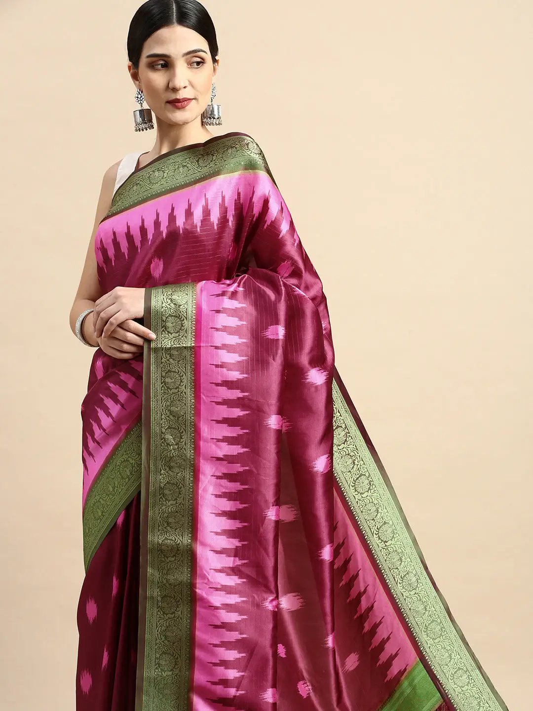  Ikkat Digital Print Soft Silk Saree