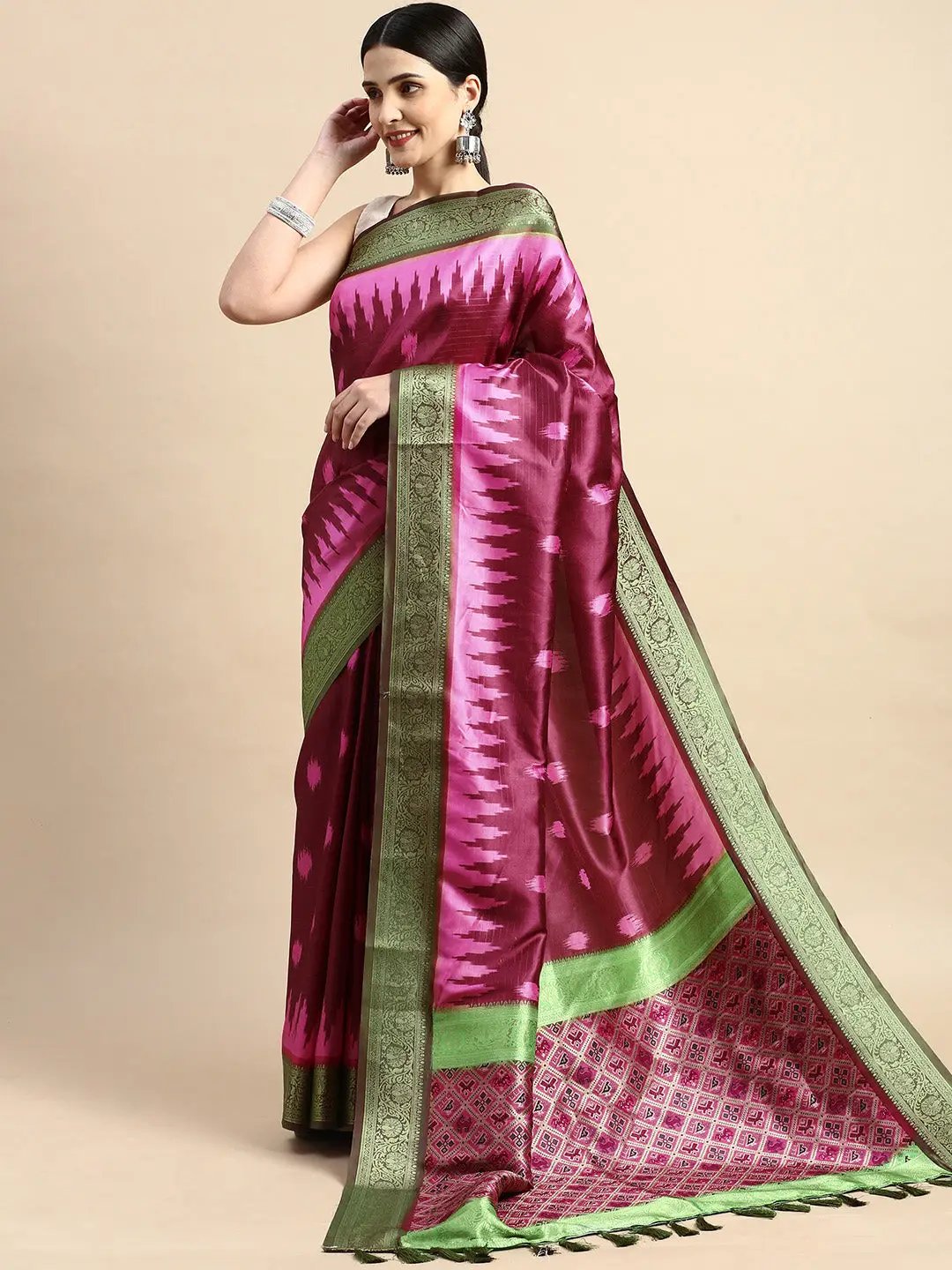  Ikkat Digital Print Soft Silk Saree