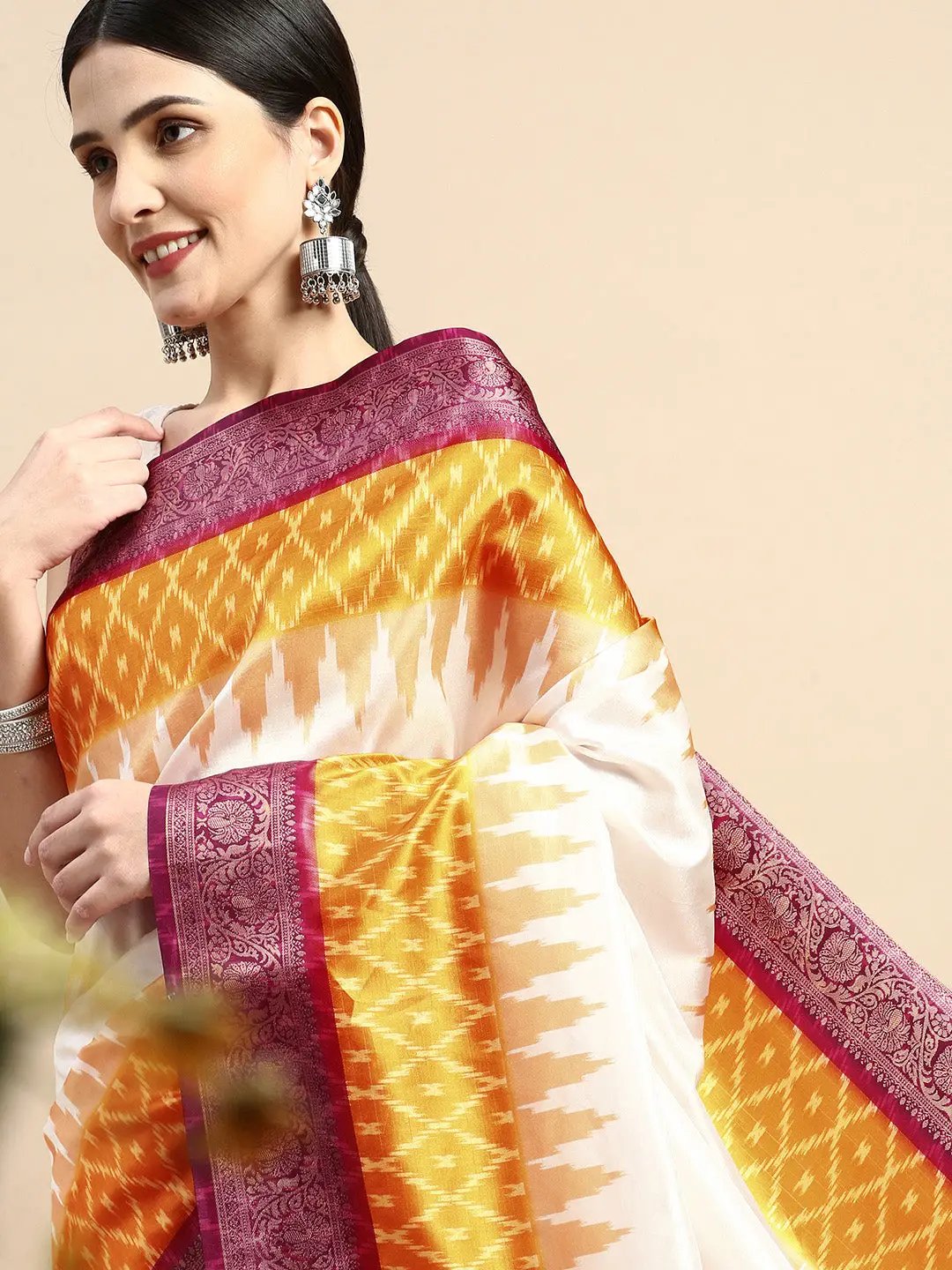  Ikkat Digital Print Soft Silk Saree