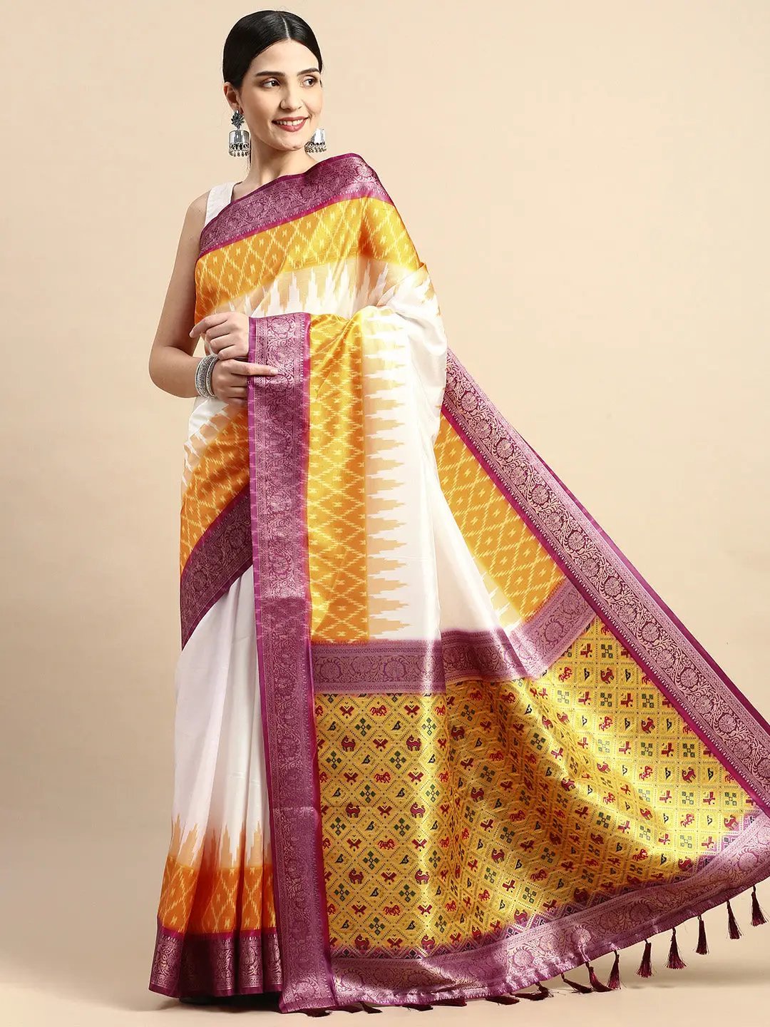  Ikkat Digital Print Soft Silk Saree