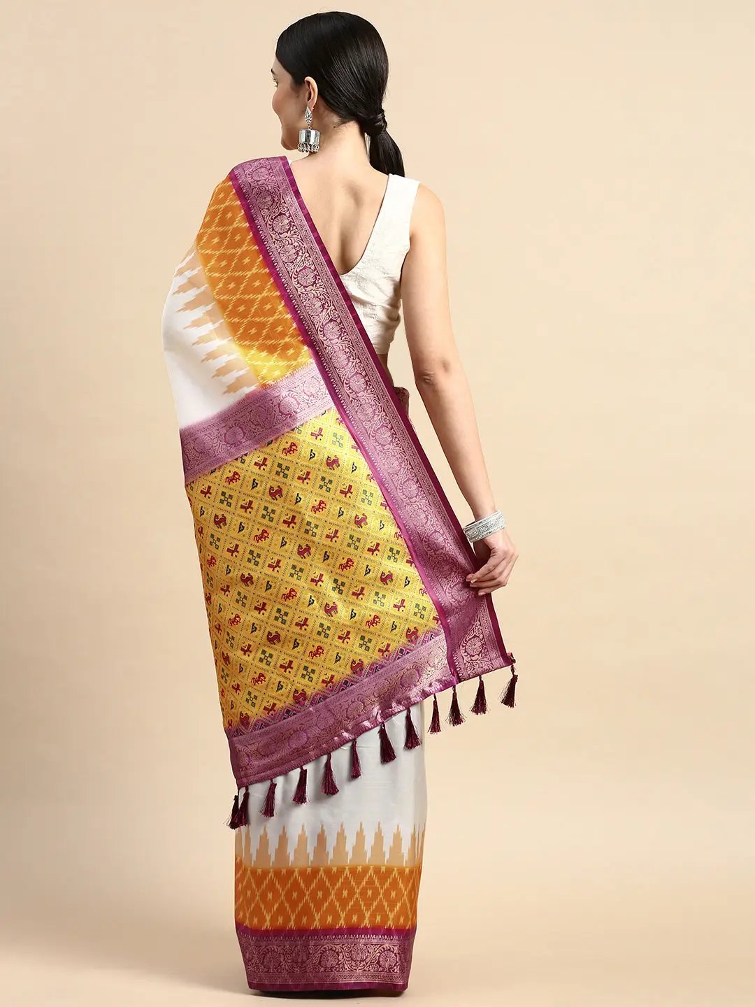  Ikkat Digital Print Soft Silk Saree