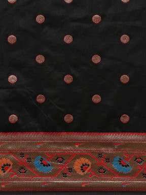 Black Colour Yevla Paithani Soft Silk Saree