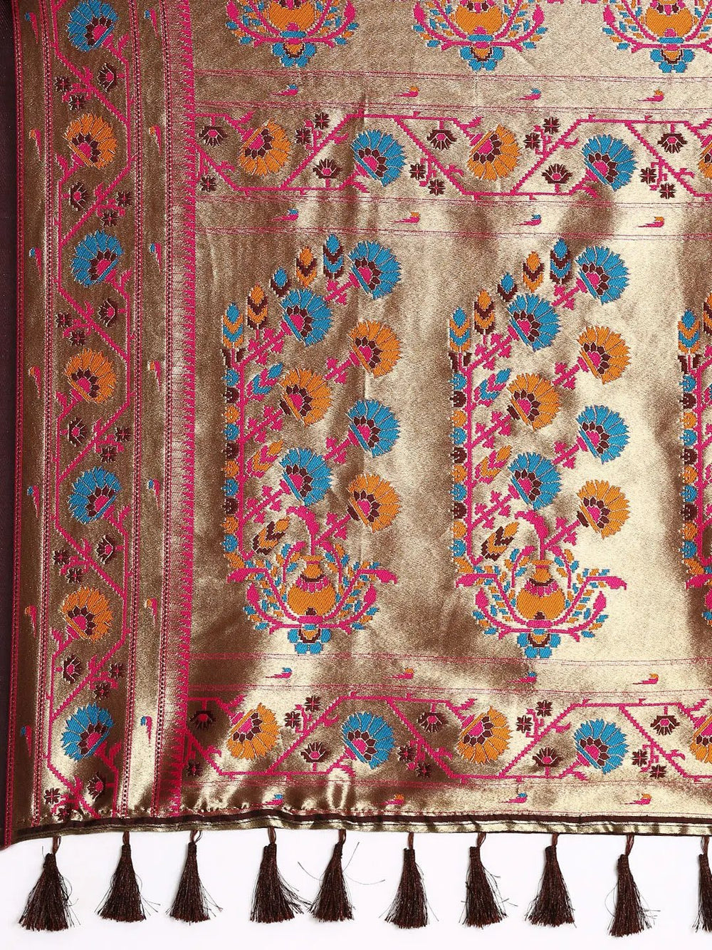 Brown Colour Yevla Paithani Soft Silk Saree