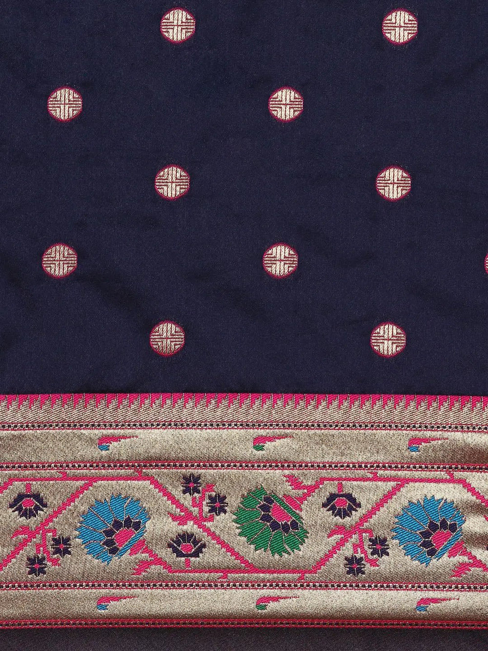 Navy Colour Yevla Paithani Soft Silk Saree