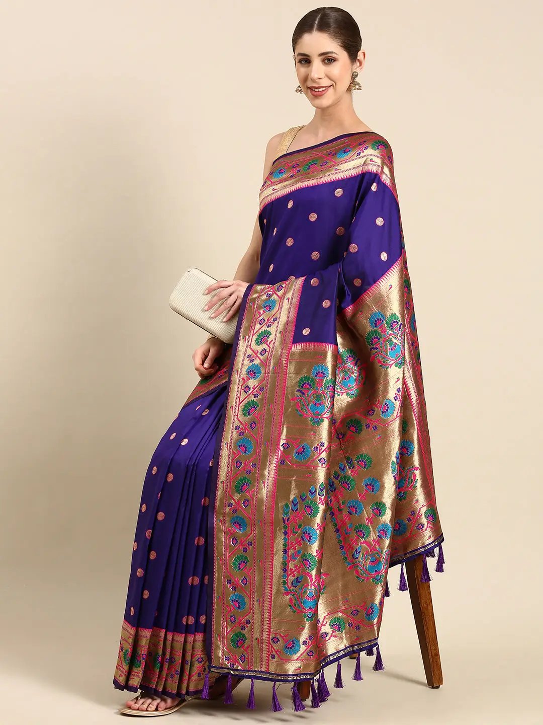  Yevla Banarasi Paithani Soft Silk Saree 