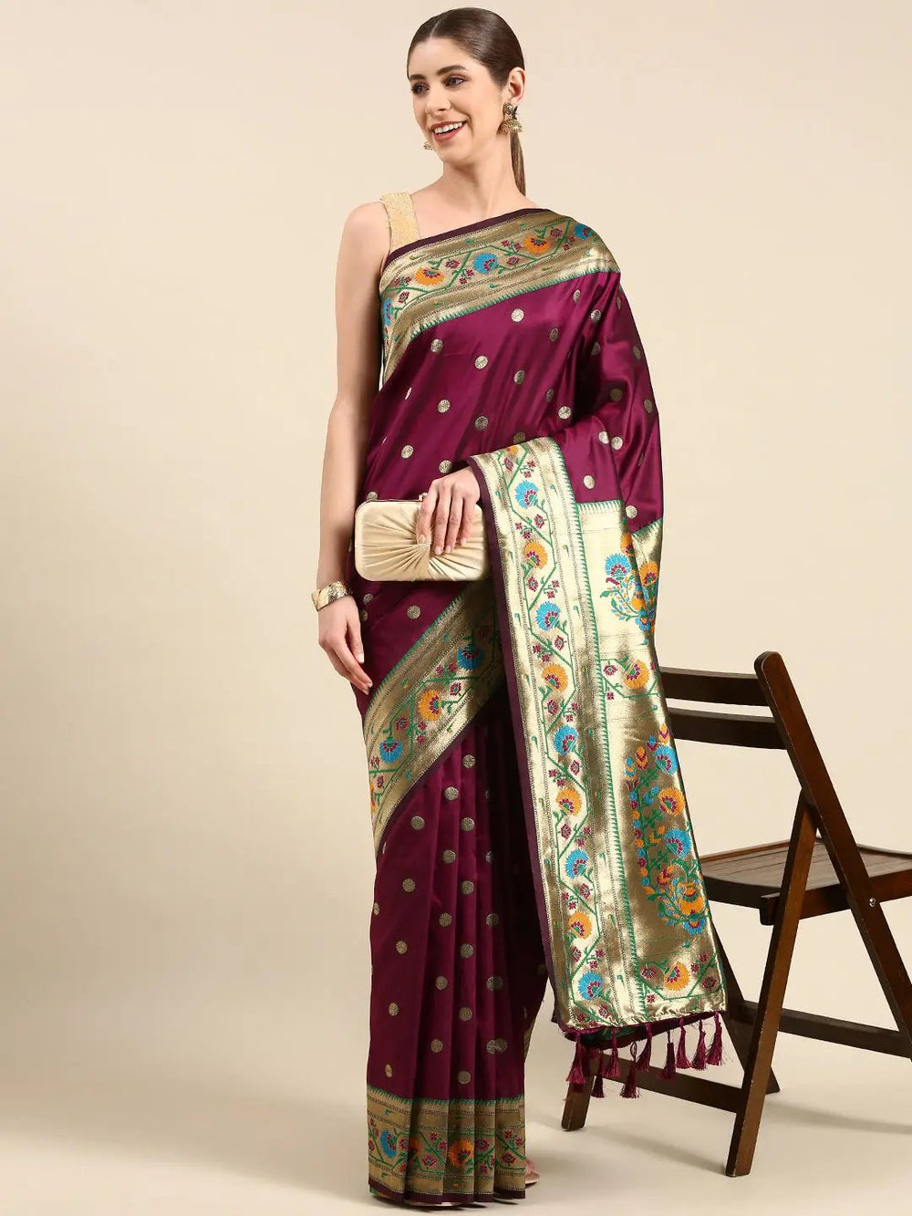  Yevla Paithani Minakari Border Silk Saree