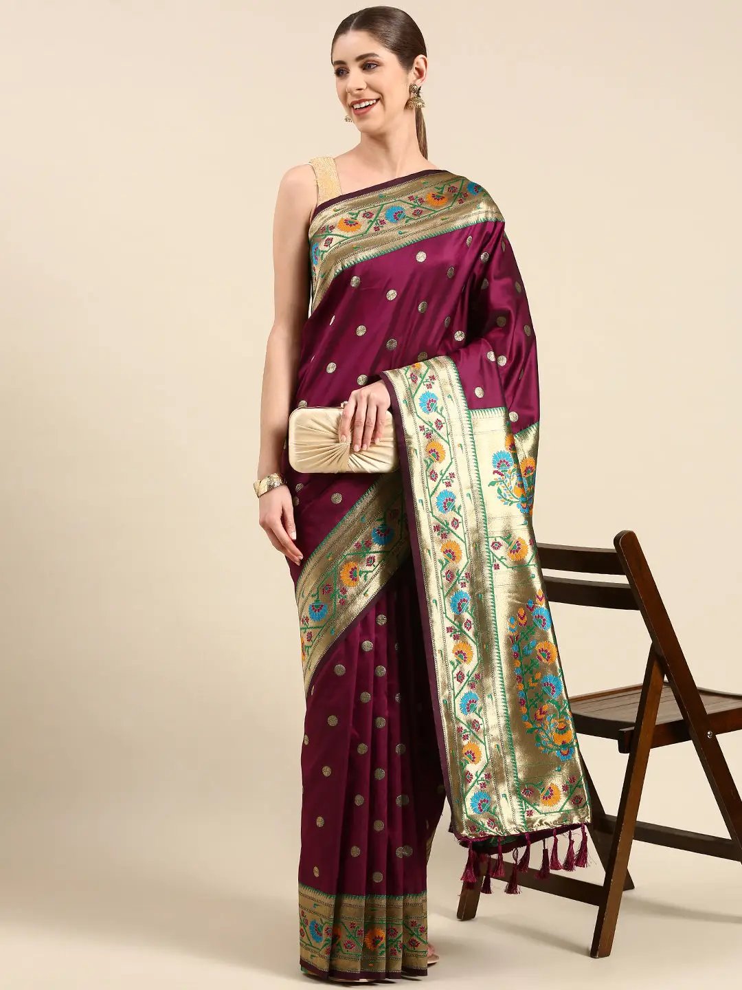  Yevla Paithani Minakari Border Silk Saree