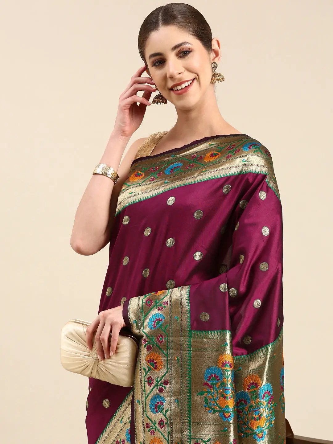  Yevla Paithani Minakari Border Silk Saree