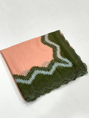 Peach Soft Chinnon Stone Work Saree
