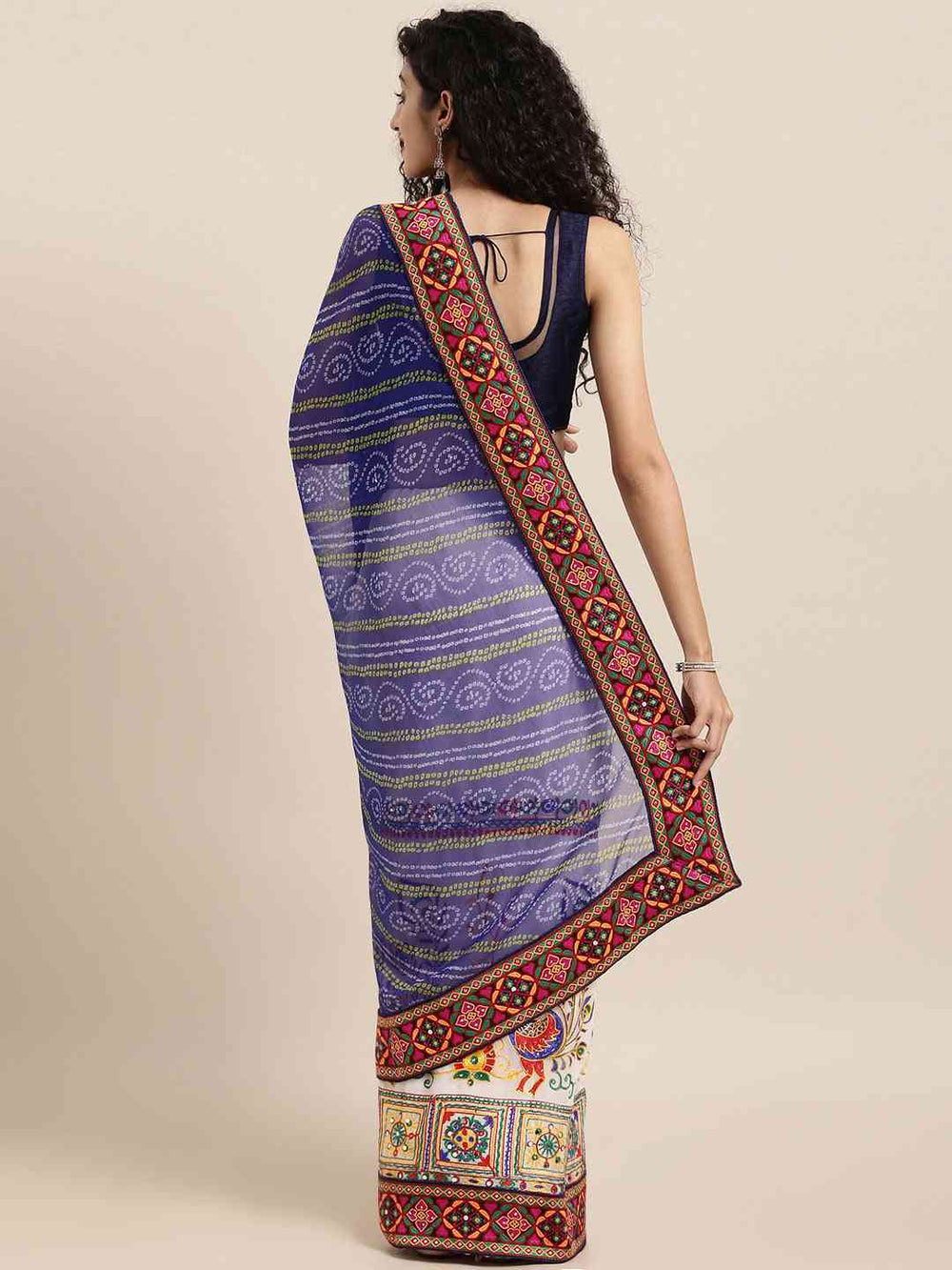 Navy Colour Pure Georgette Saree With Katchi Embroidery Work 