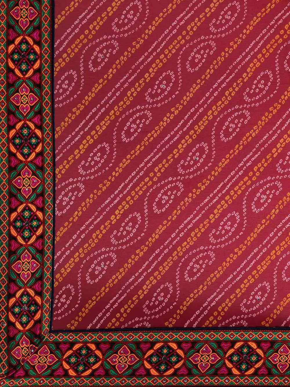  Royal Pink Katchi Embroidery Saree for Festive Wear