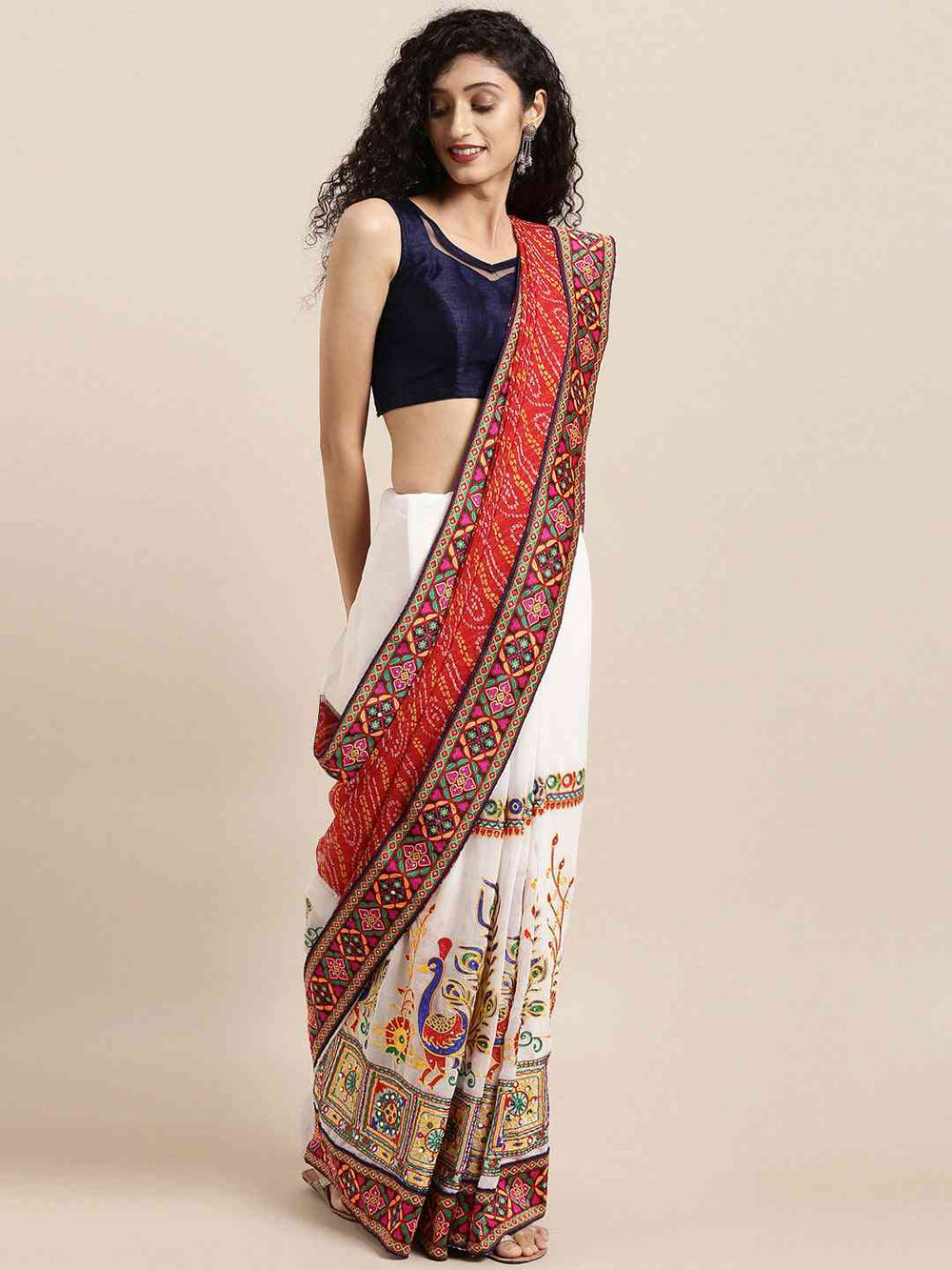 Festive Wear Royal Red Colour Katchi Embroidery Saree