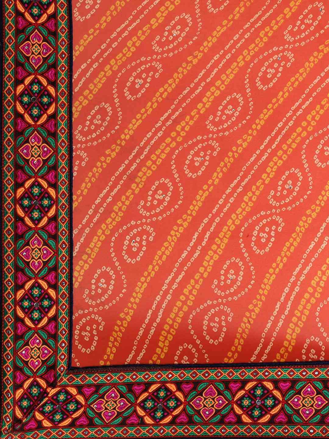 Royal Orange Colour Katchi Embroidery Festive Wear Saree 
