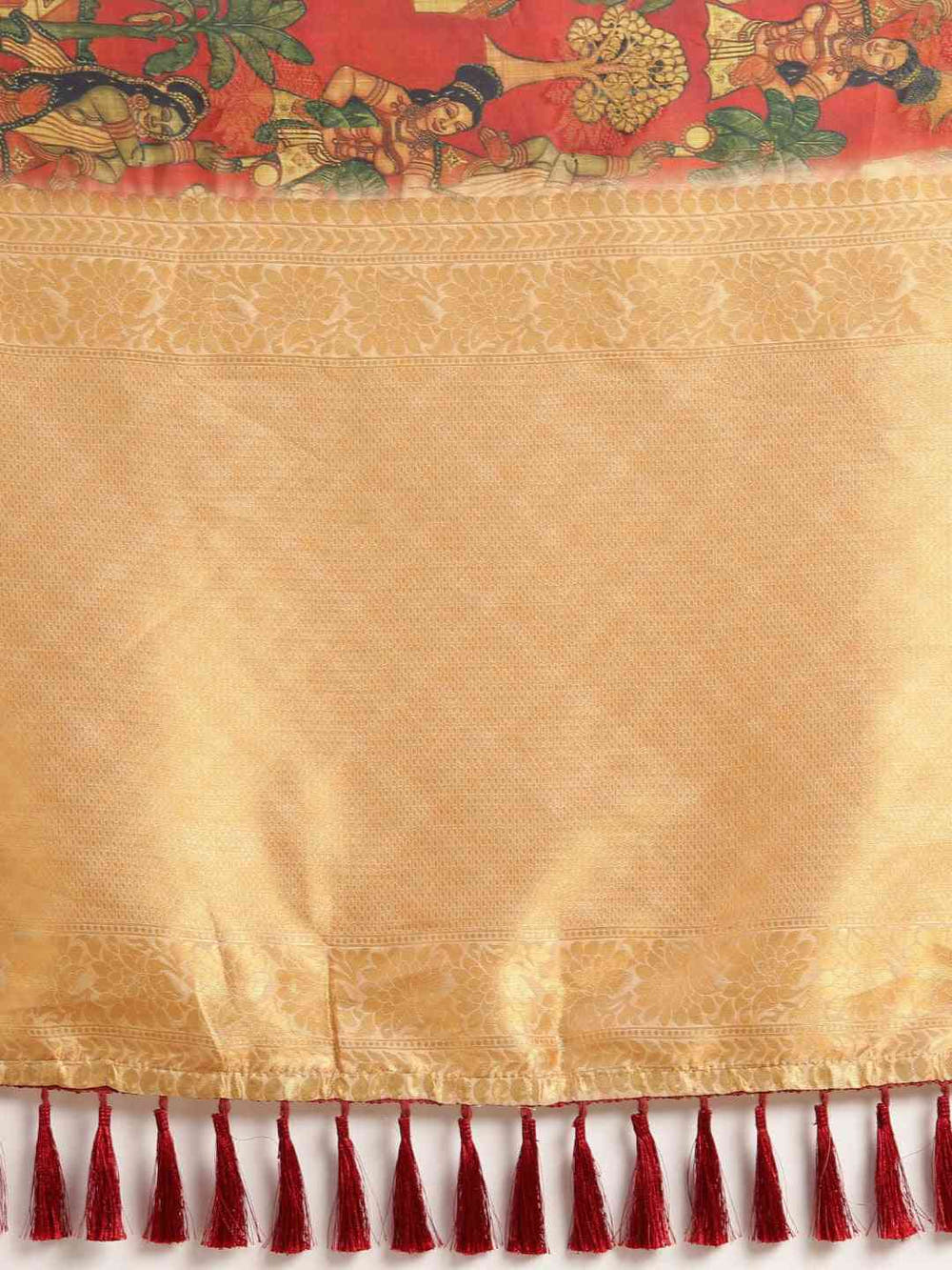  Beautiful Red Colour Kalamkari Printed Festive Saree