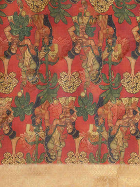  Beautiful Red Colour Kalamkari Printed Festive Saree
