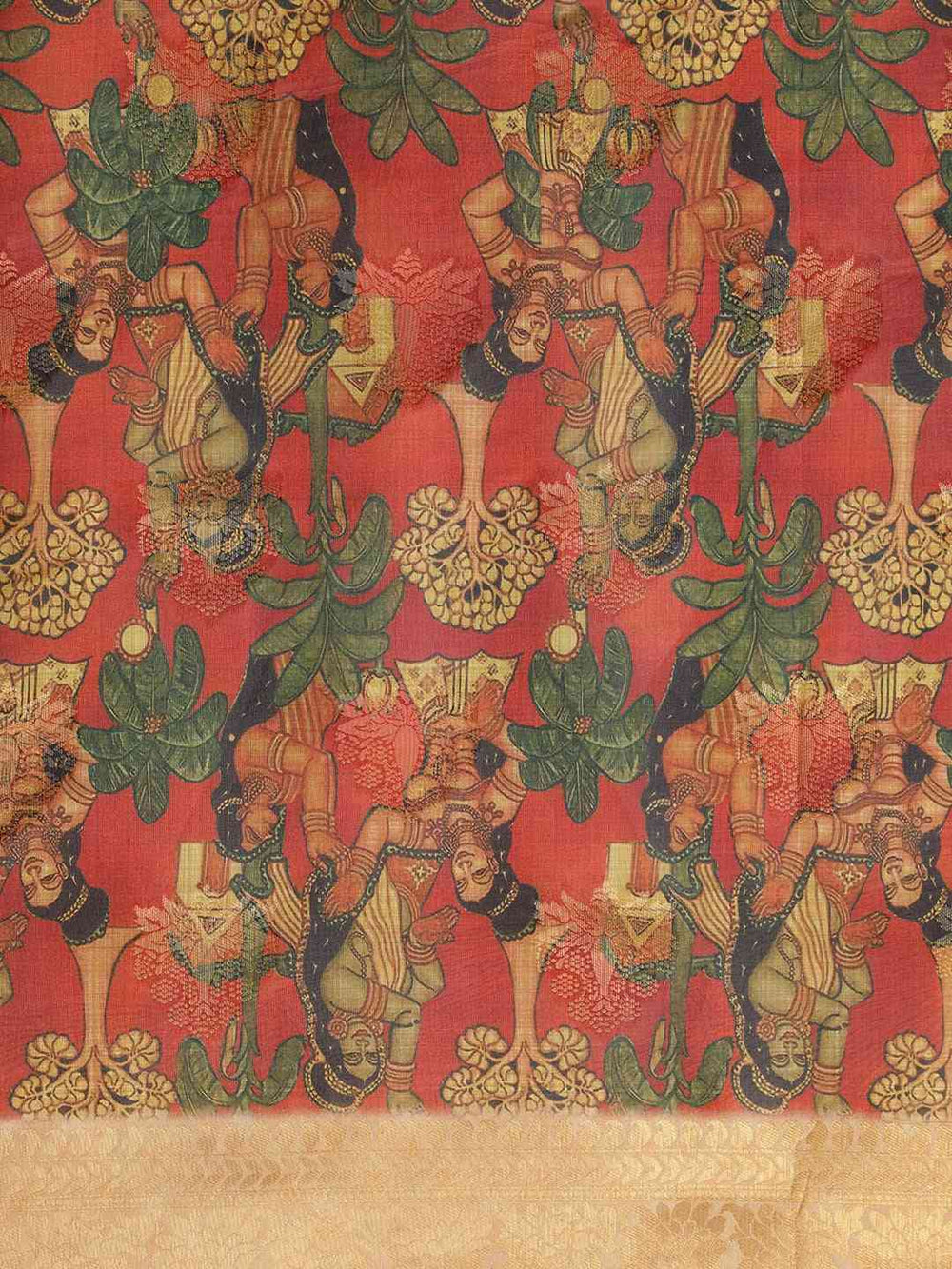  Beautiful Red Colour Kalamkari Printed Festive Saree