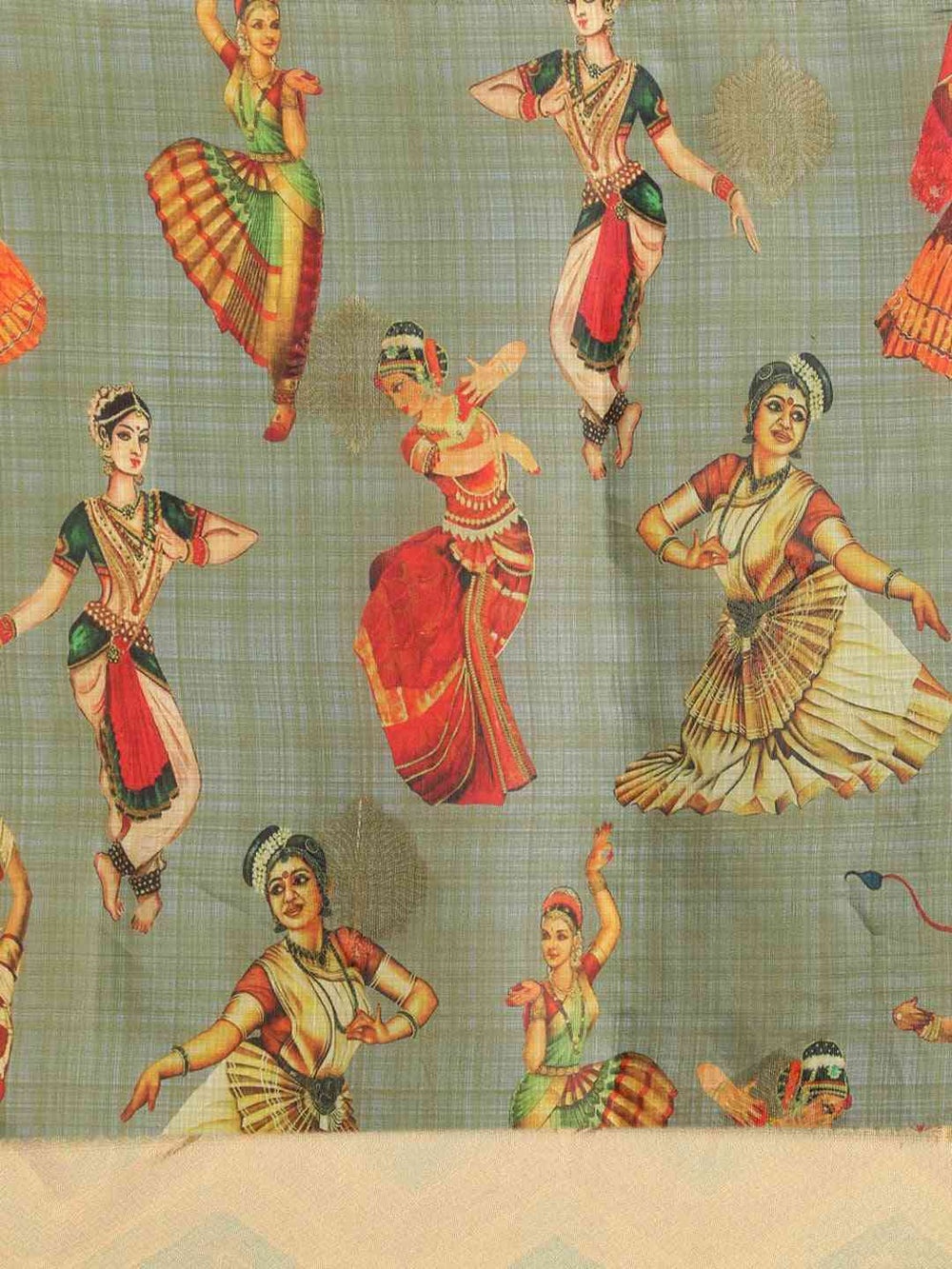 Kalamkari Light Green Colour Printed Saree with Zari Border