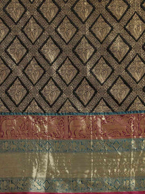 Banarasi Silk Cotton Black Colour Saree With Woven Design
