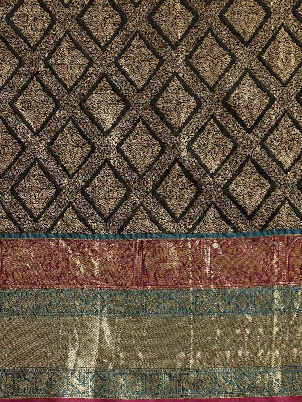 Banarasi Silk Cotton Black Colour Saree With Woven Design