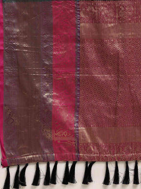 Stylish Banarasi Silk Cotton Woven Saree in Navy Colour 