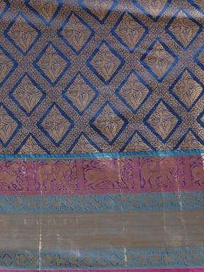  Banarasi Silk Cotton Saree in Royal Blue Colour
