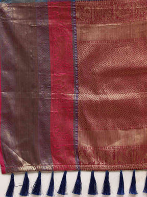  Banarasi Silk Cotton Saree in Royal Blue Colour