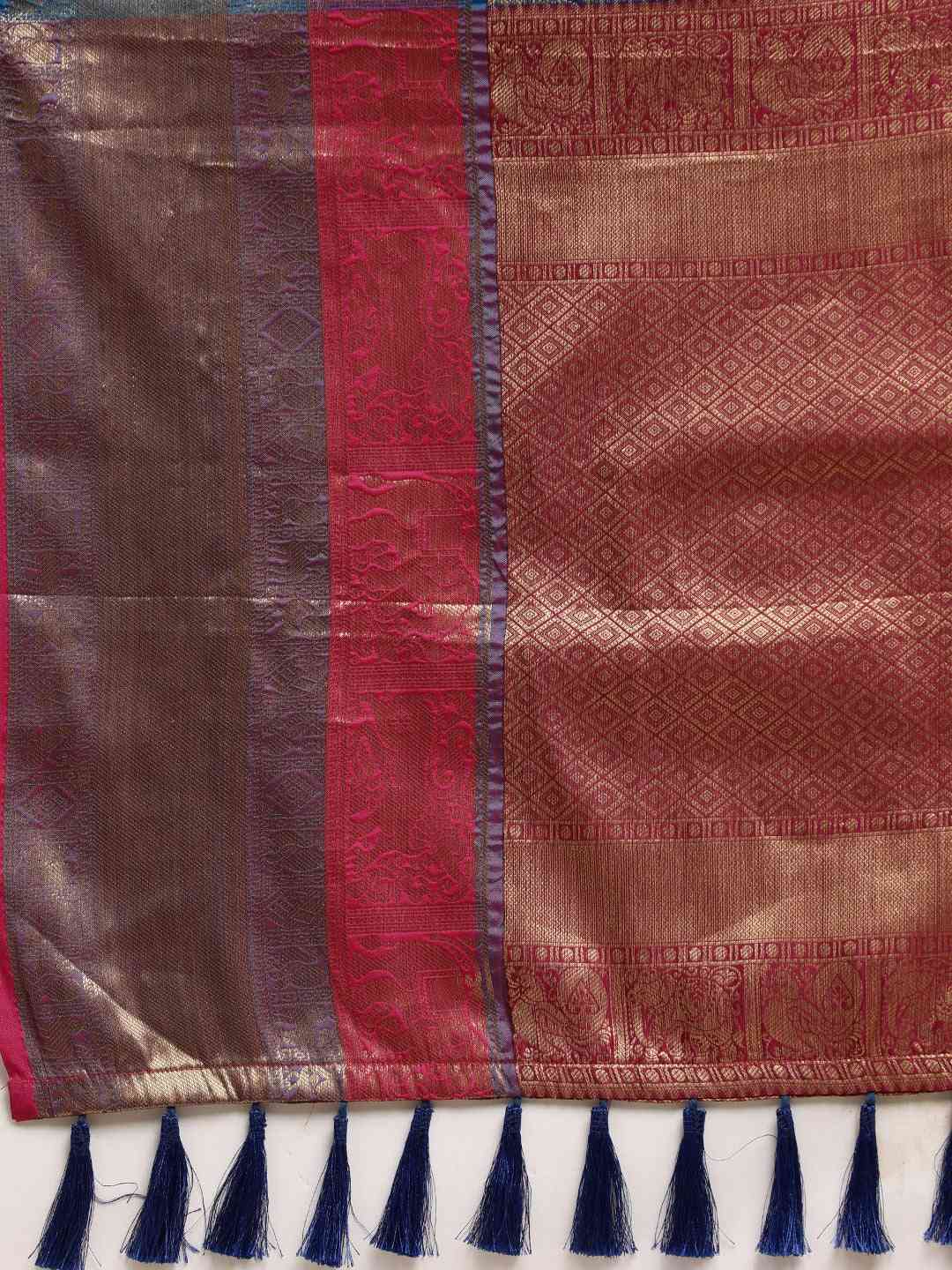  Banarasi Silk Cotton Saree in Royal Blue Colour