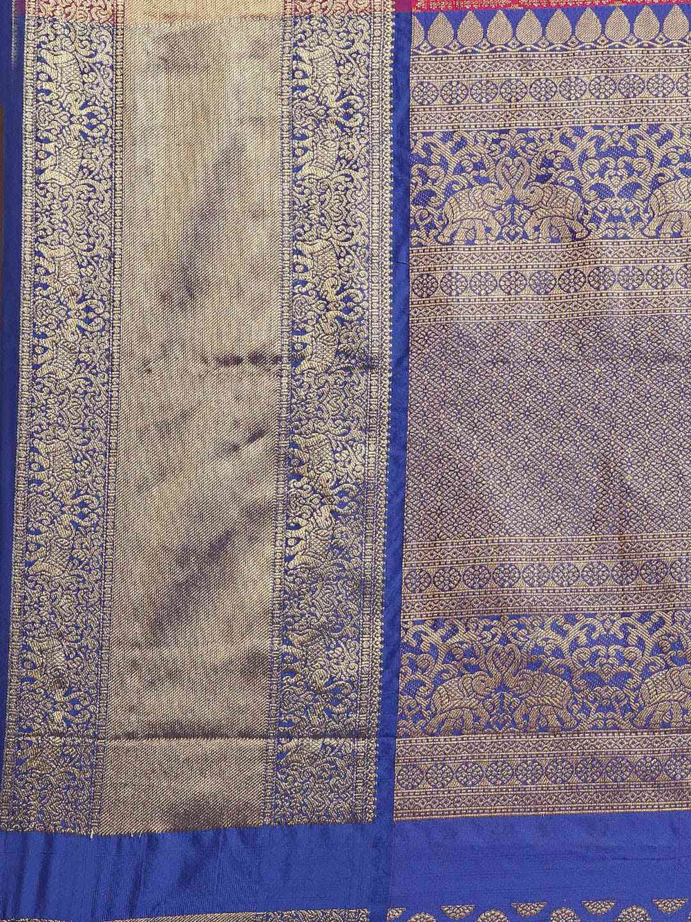 Stylish Kanjivaram Silk Saree Rani Colour with Checked Print