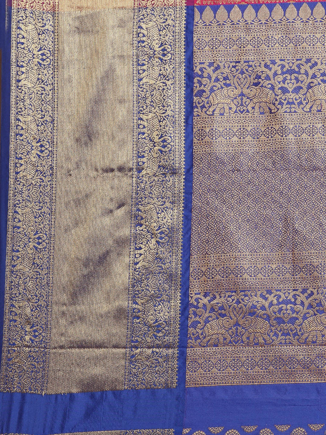 Stylish Kanjivaram Silk Saree Rani Colour with Checked Print