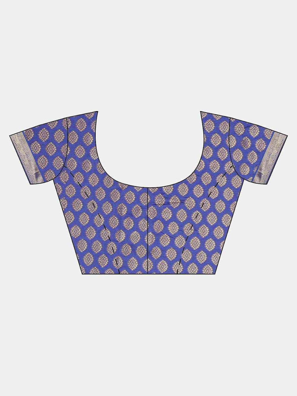 Blue blouse design with gold patterns for Kanjivaram saree