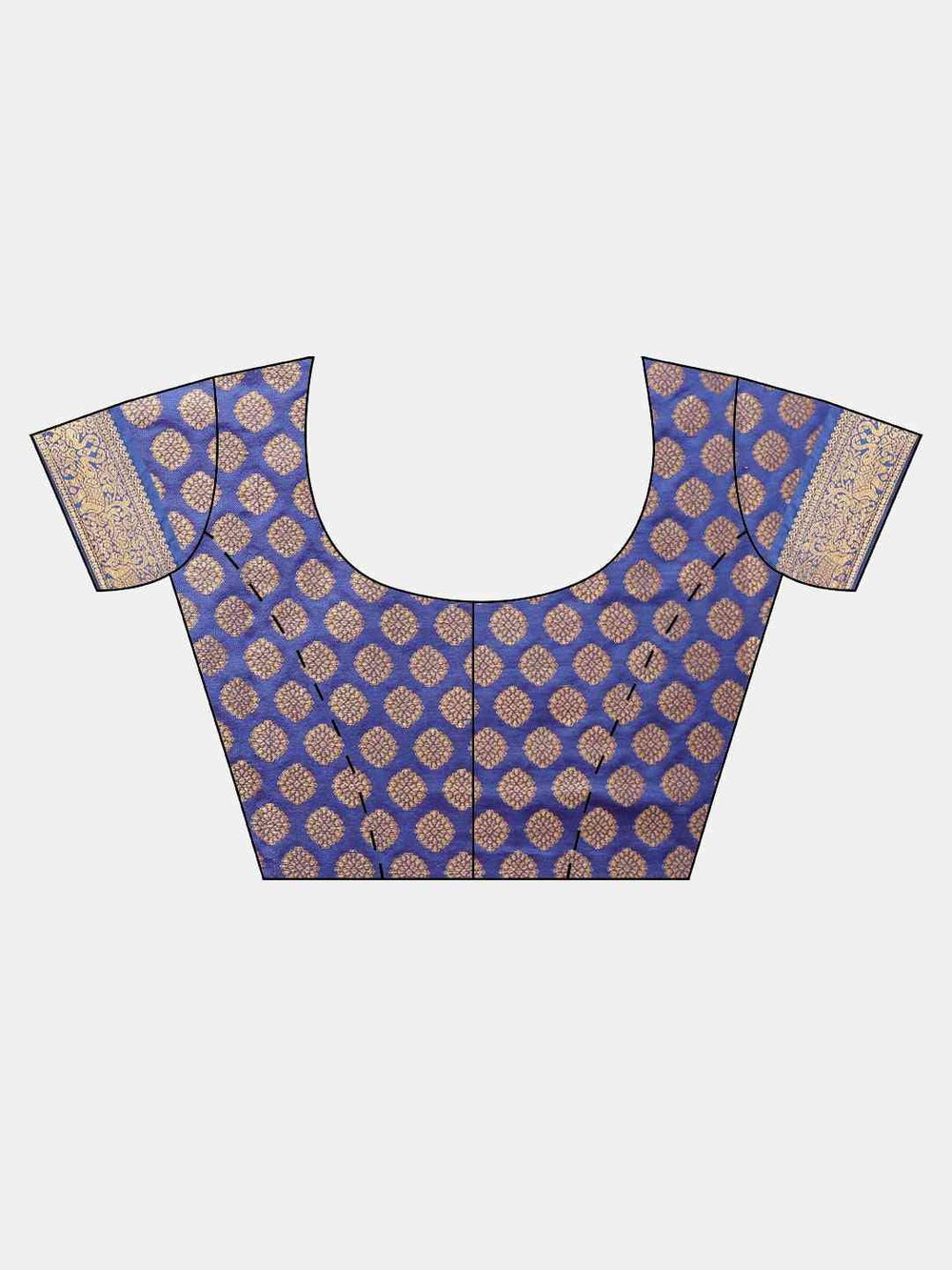 Kanjivaram Silk Saree With Checked Print in Royal Blue