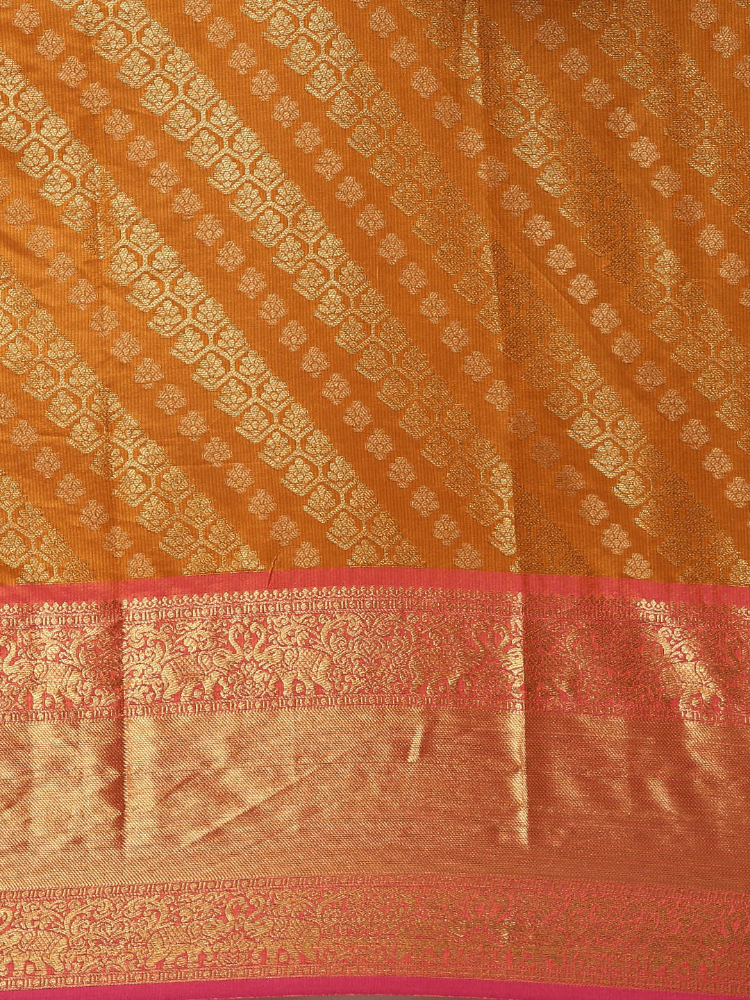 Pure Kanjivaram Mustard Color Zari Silk Saree 