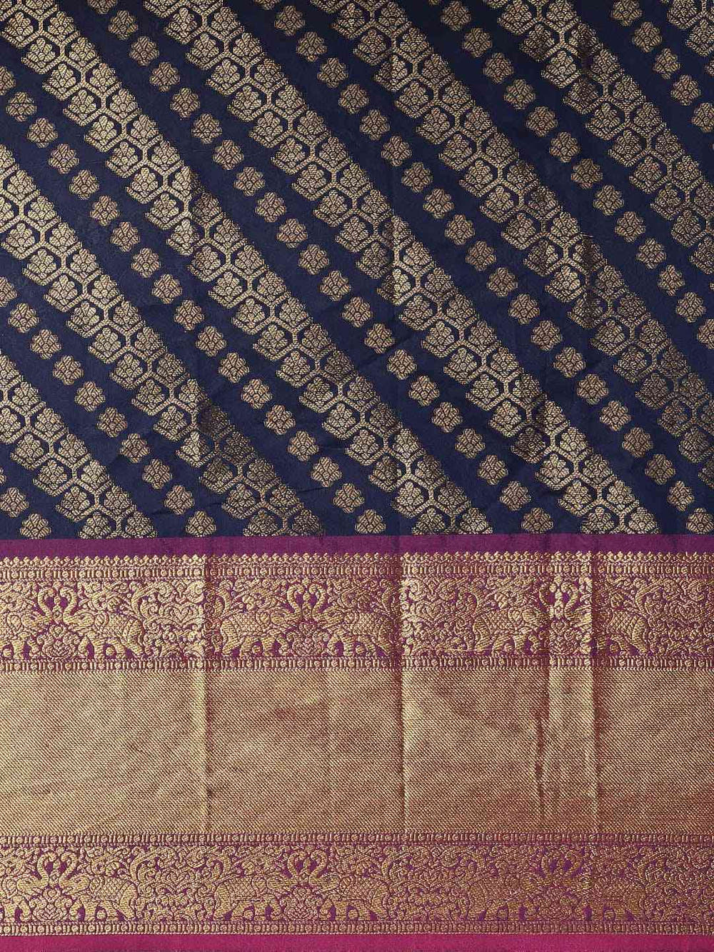 Pure Kanjivaram Navy Colour Zari Silk Saree 