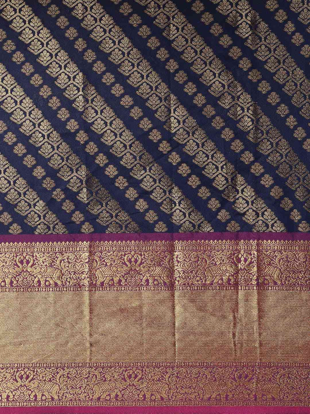 Pure Kanjivaram Navy Colour Zari Silk Saree 