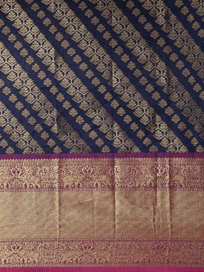 Pure Kanjivaram Navy Colour Zari Silk Saree 