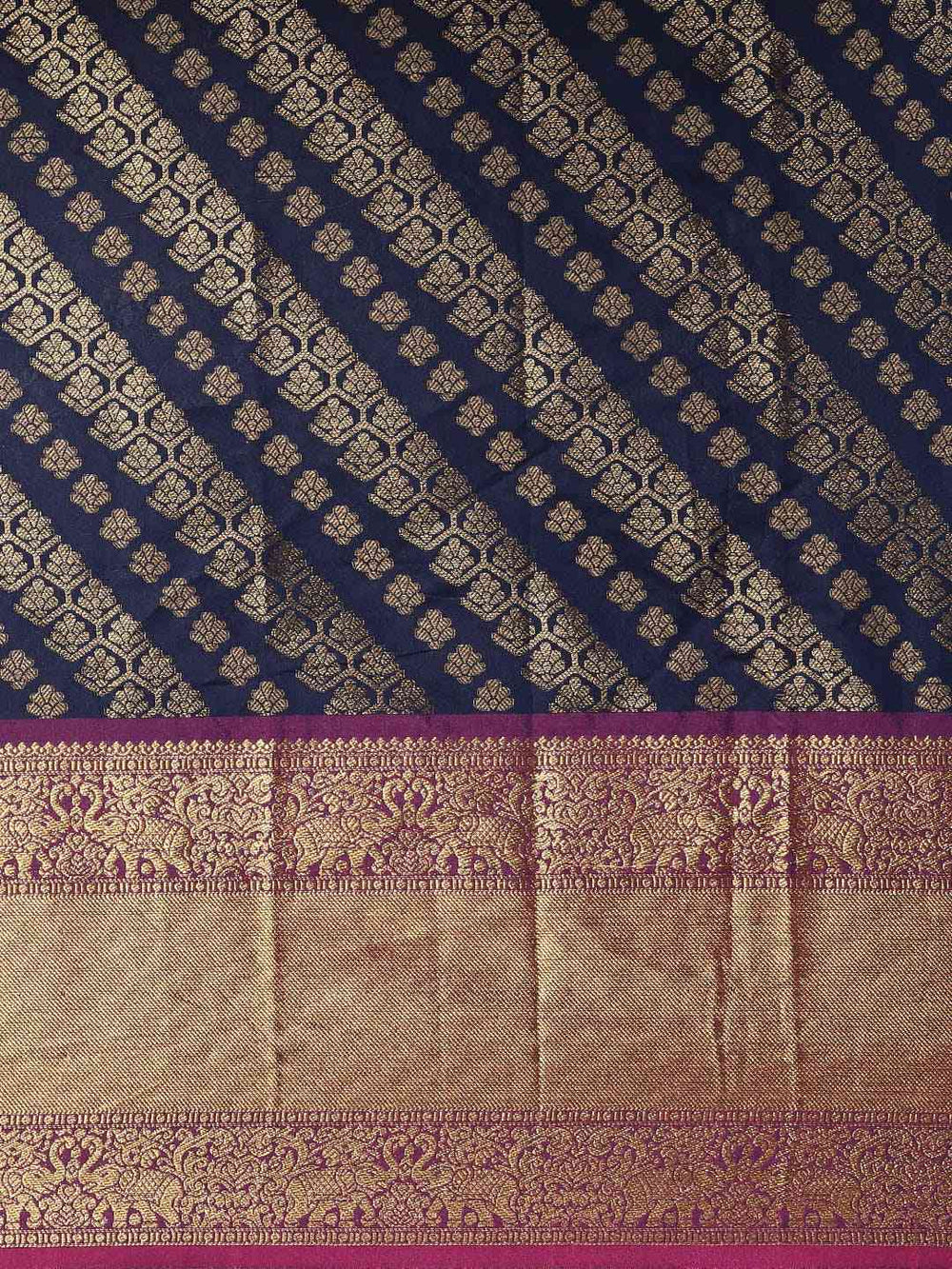 Pure Kanjivaram Navy Colour Zari Silk Saree 