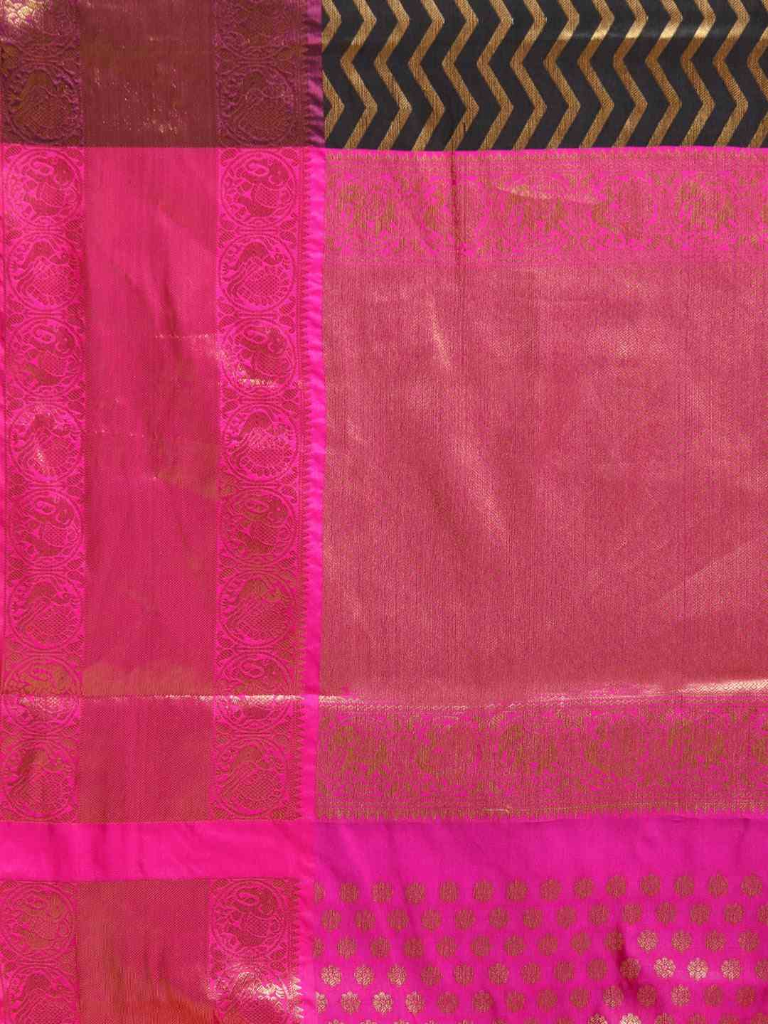 Pure Kanjivaram Silk Black Colour Geometric Print Saree